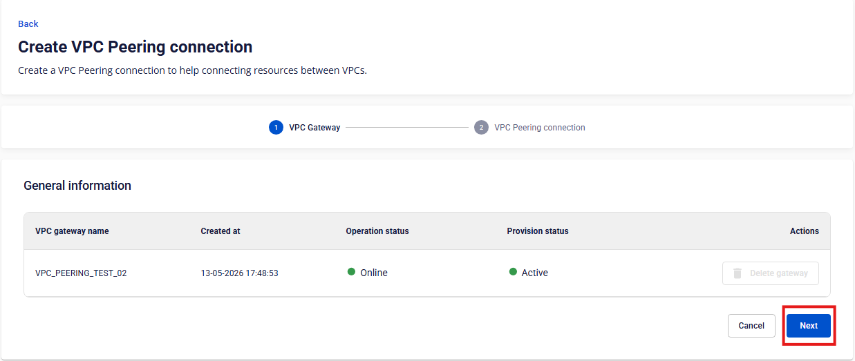 Create VPC Peering Connection