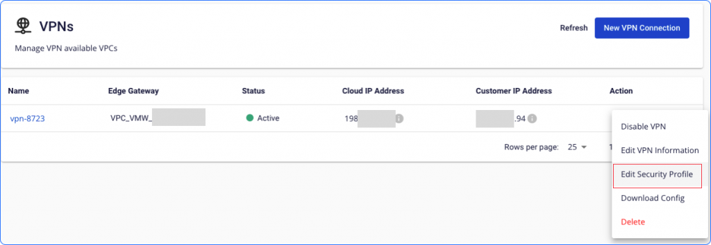 Edit Security Profile