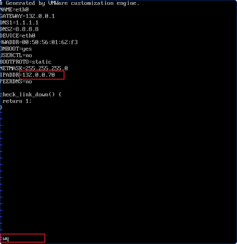 Saving the configuration file with  in vi