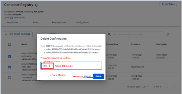 Enter DELETE to confirm
