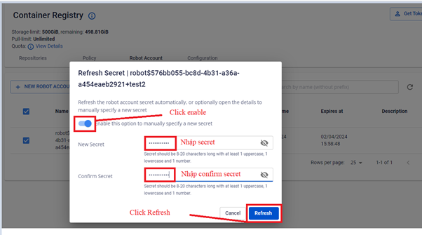 Manual secret configuration