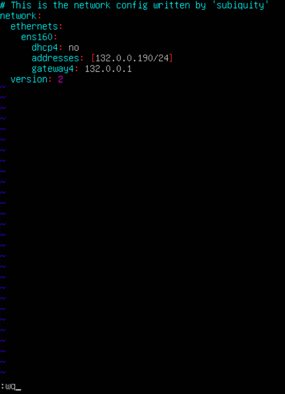 Saving the configuration file with  in vi