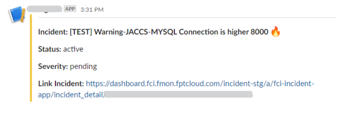 Example notification on Slack