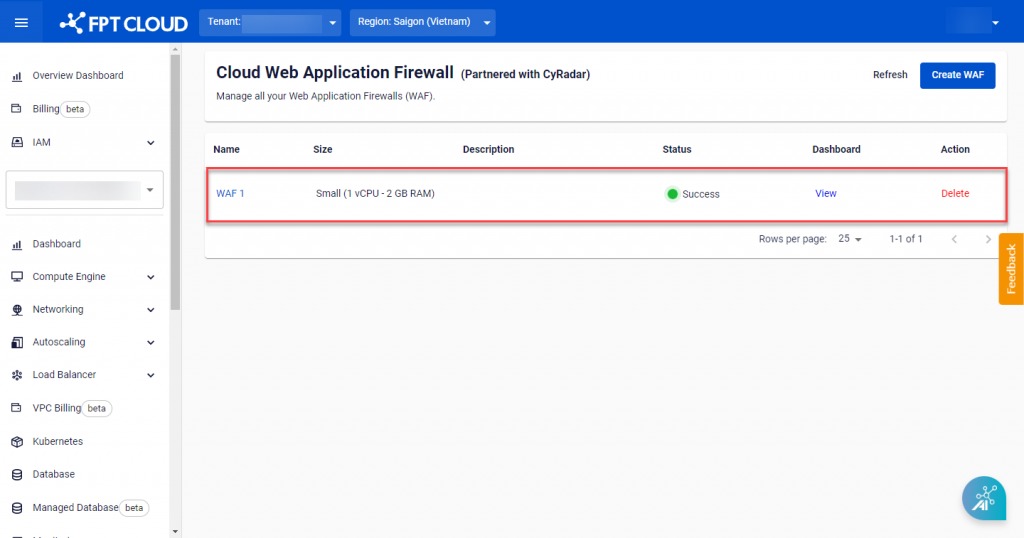 Select WAF server