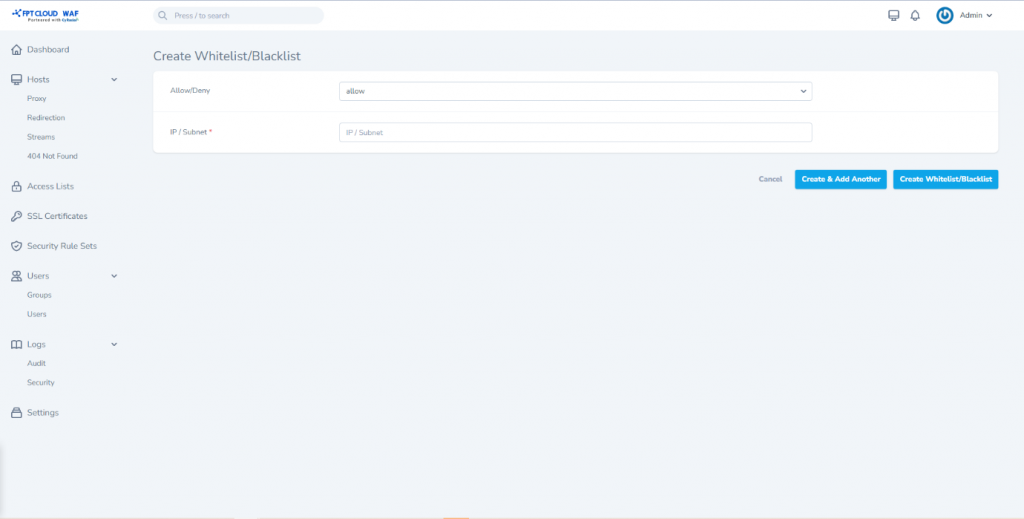 Configure whitelist/blacklist