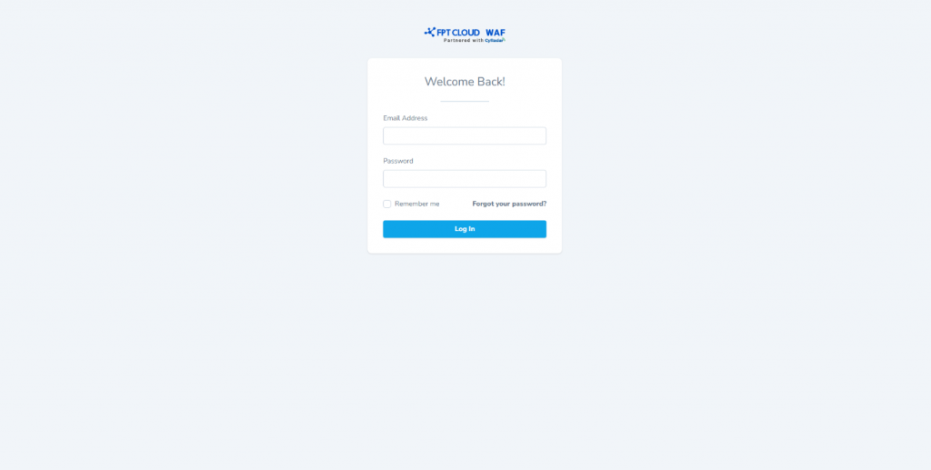 WAF Dashboard login screen