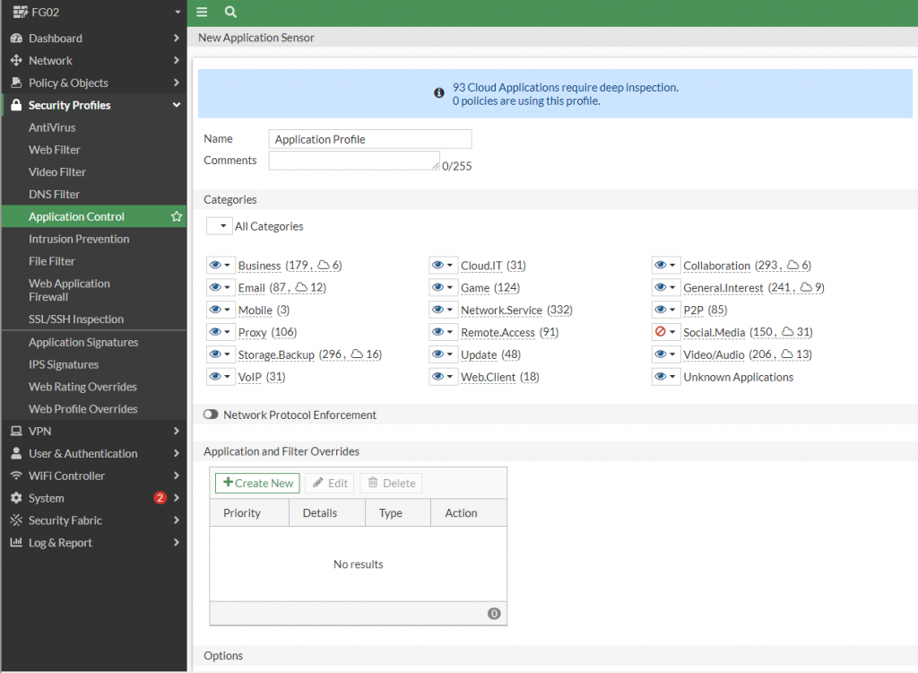 Create Application Control profile