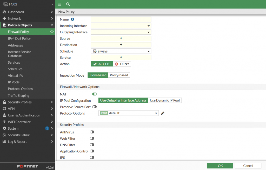Create new Firewall Policy