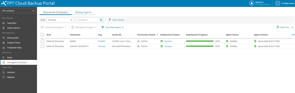 VM visible in portal