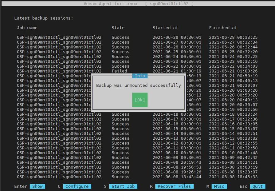 End restore session
