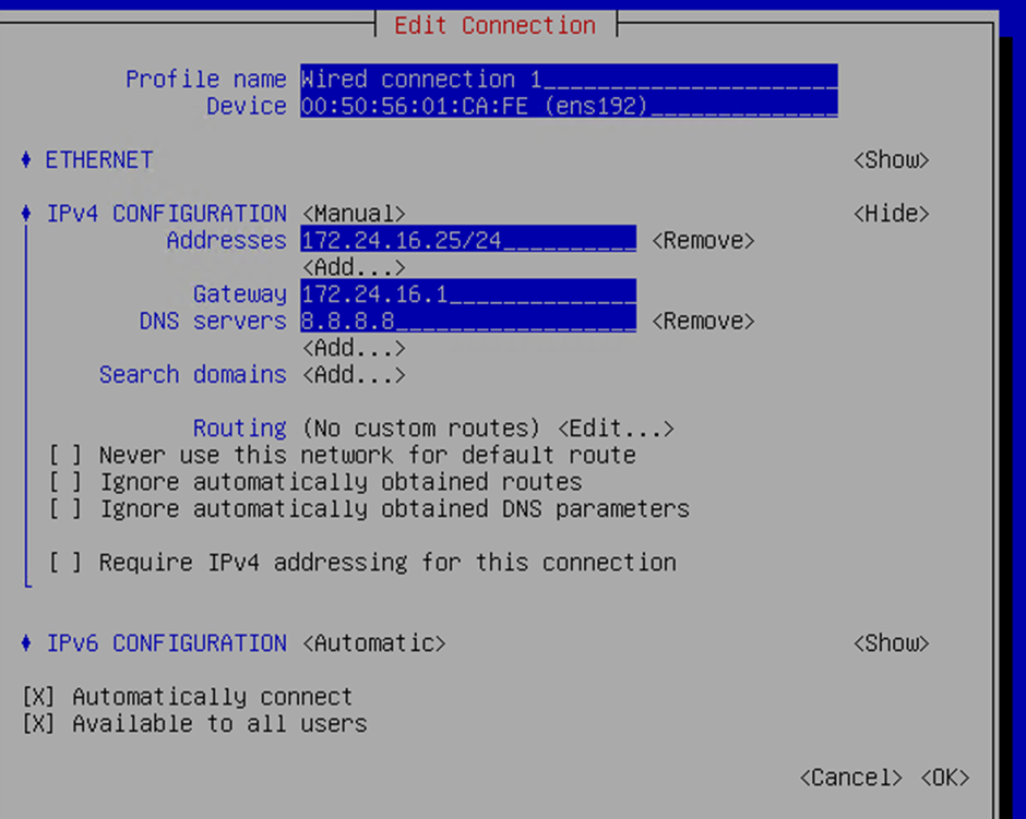 Set static IP