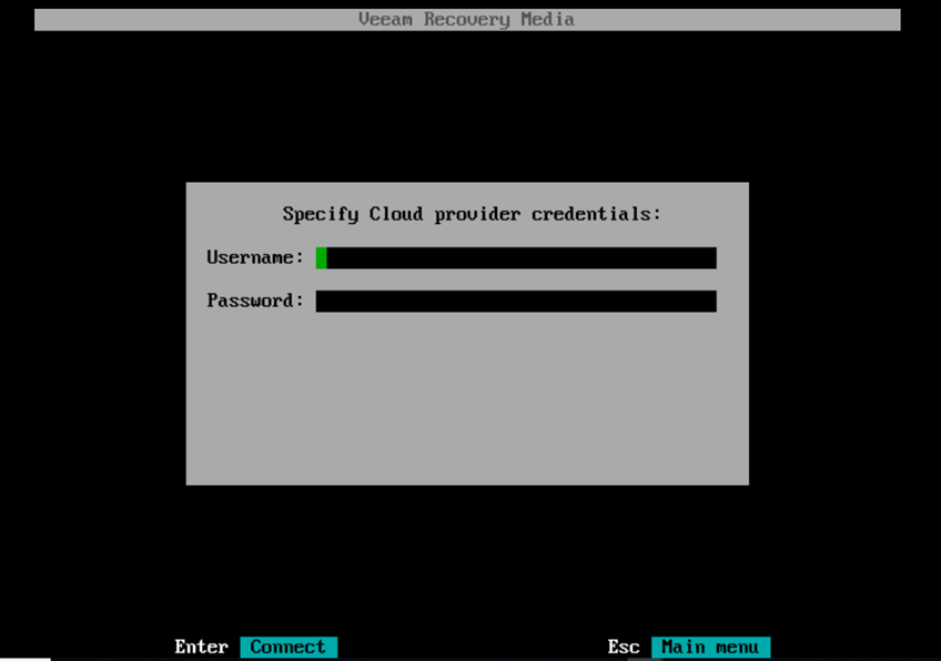 Enter credentials