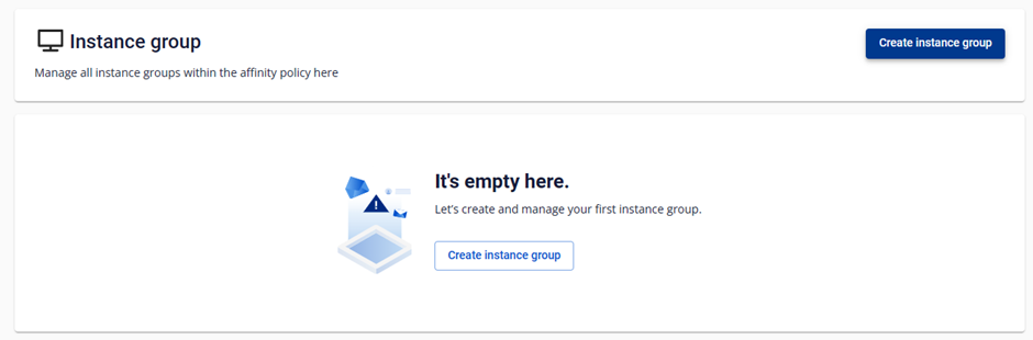 Instance Group Management screen