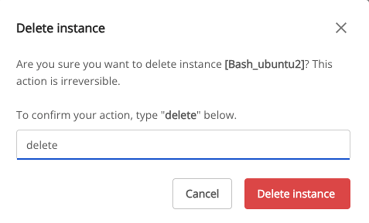 Type delete to confirm