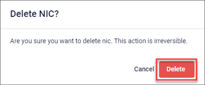 Confirm network card removal dialog
