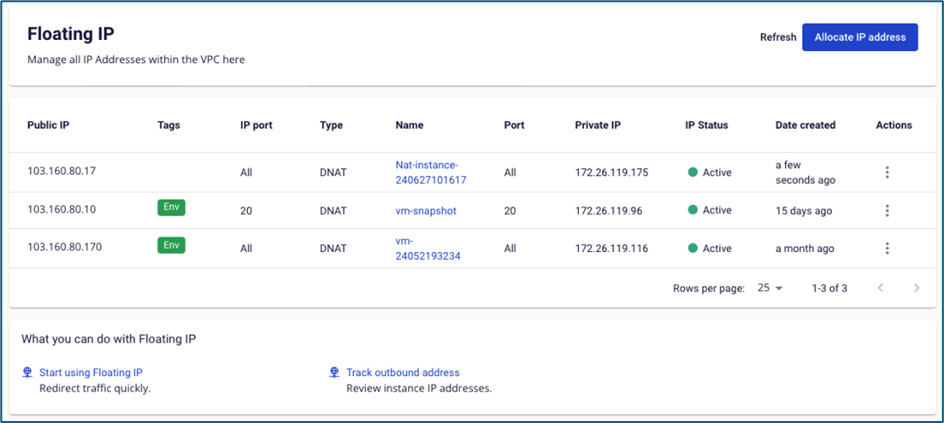 Confirm Floating IP attachment
