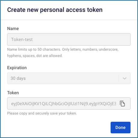 Token created successfully