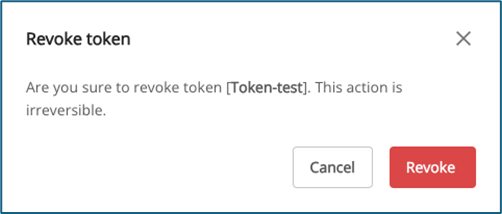 Revoke token confirmation dialog