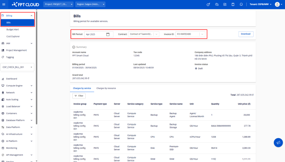 Select billing period