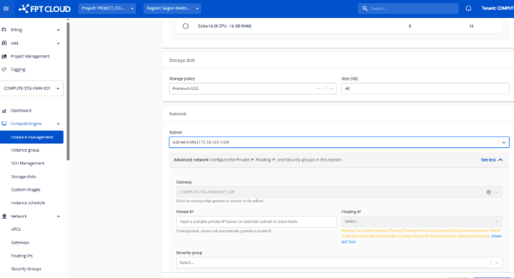 Create Instance with Custom Gateway