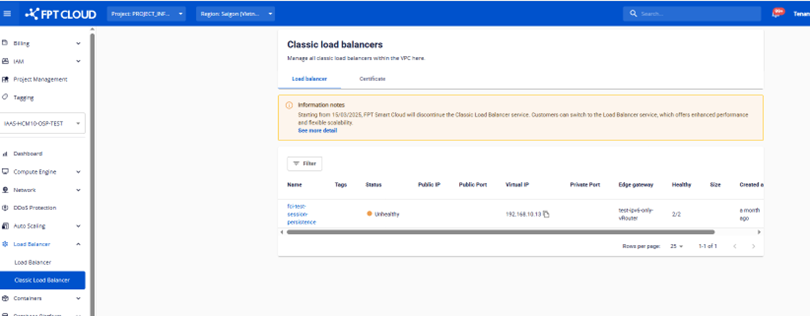 Load Balancer Classic with Gateway