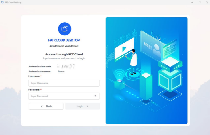 Username and password entry screen