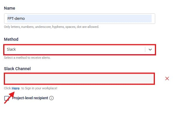 Slack recipient