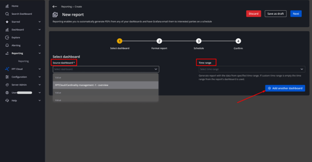 レポートダッシュボード選択画面