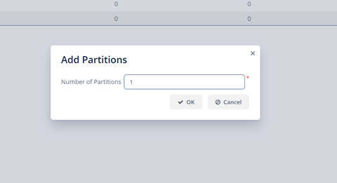追加するpartition数の入力フィールド
