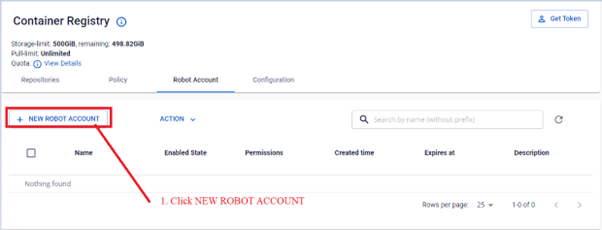 Robot account の作成フォーム