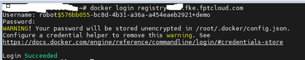 Robot account での docker login 結果