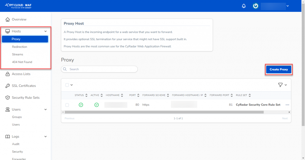 Proxy host画面 — 新規作成
