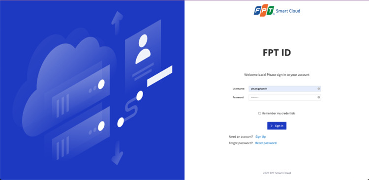 FPT Cloud Portalログインページ