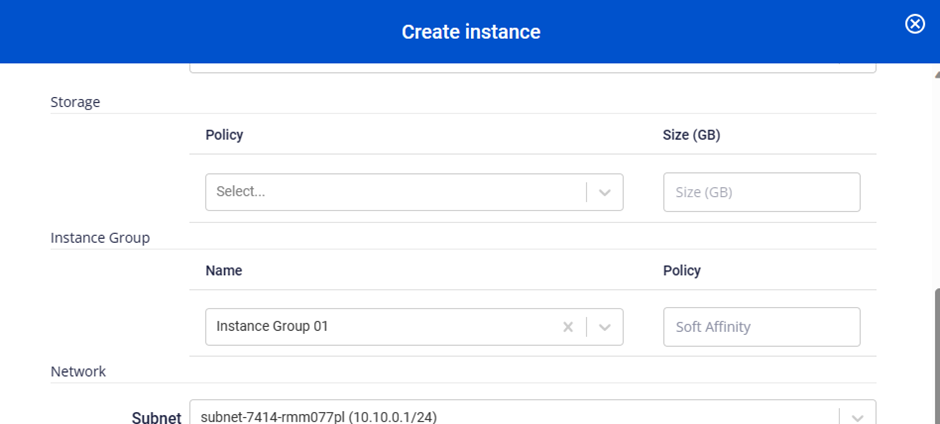 インスタンス作成時に Instance Group を選択