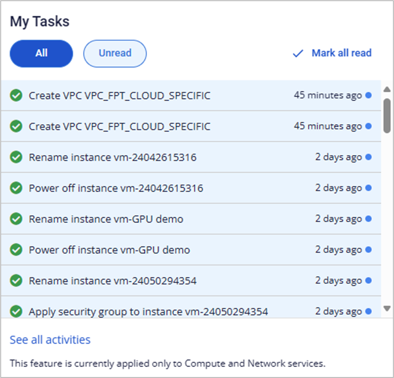 Bell Recent taskがVPCで実行中のタスクを記録