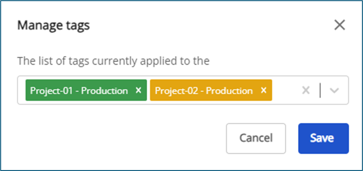 Load BalancerのManage tagsダイアログ