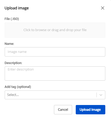 Upload ISO Image ダイアログ