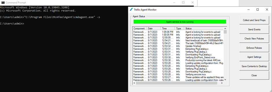 agent 接続確認用の cmdagent インターフェース