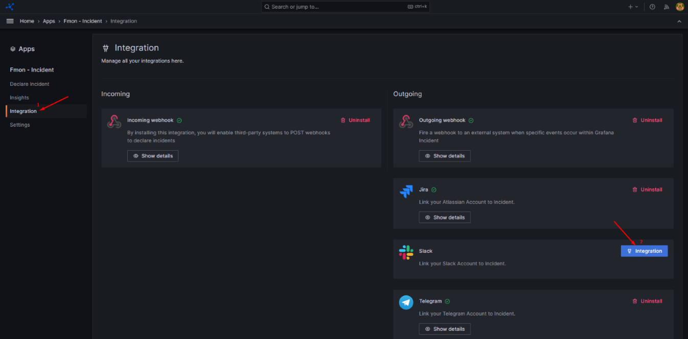 Chọn Integration cho Slack