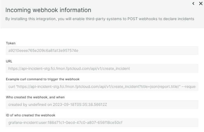 Token và URL của webhook