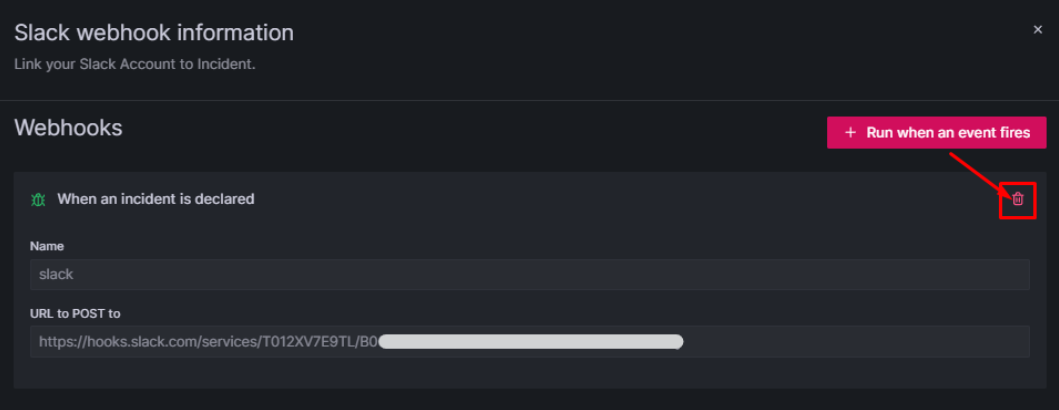 Xóa trigger Slack