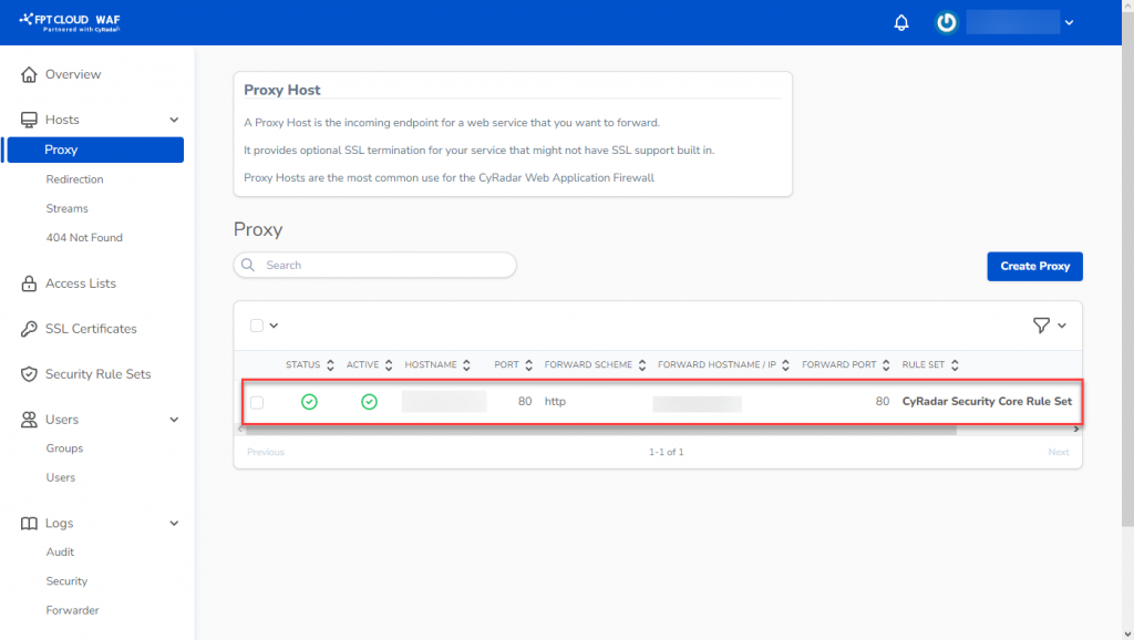 Chi tiết proxy host