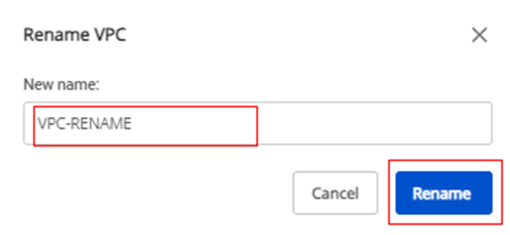 Hộp thoại Rename VPC