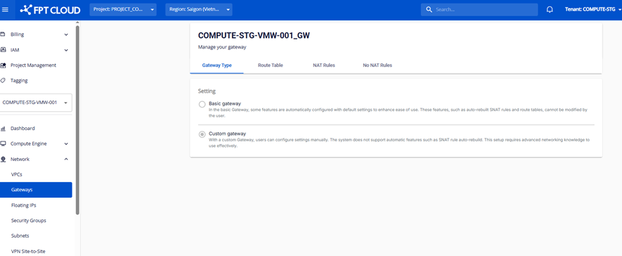 Tab Gateway Type