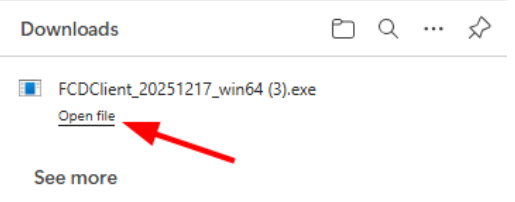 Mở file cài đặt FCDClient