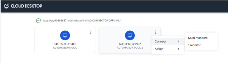 Màn hình truy cập máy ảo qua FCDClient cũ