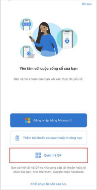 Quét mã QR bằng Microsoft Authenticator